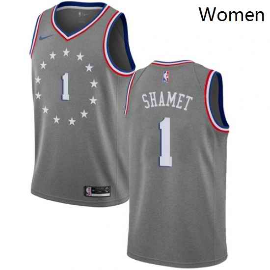 Womens Nike Philadelphia 76ers 1 Landry Shamet Swingman Gray NBA Jersey City Edition